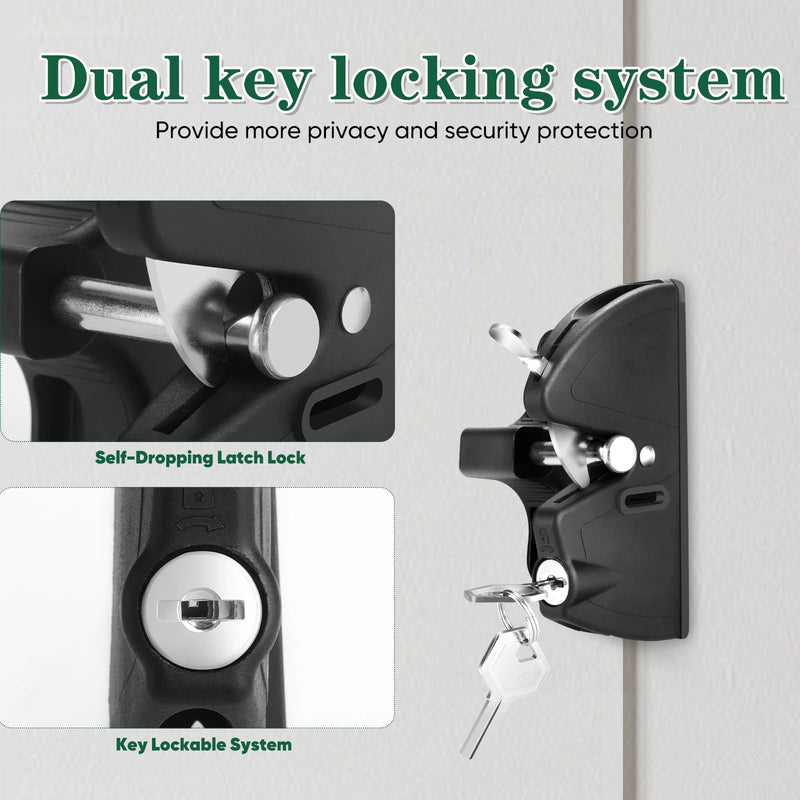 Gate Latch Key, Gate Latch Gate Fence Lock, for Outdoor Gates, Square Frame Post Metal, Wood, Vinyl Fence Gates, Black