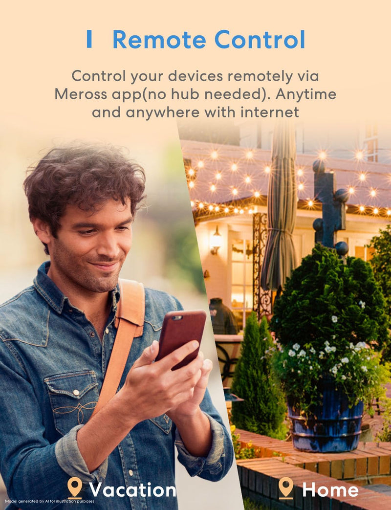 Outdoor Smart Plug, meross Outdoor Wi-Fi Outlet with 3 Independent Sockets Compatible with Apple Homekit, Alexa and SmartThings, Voice & Remote Control, Timer, 2.4 GHz only,Black HomeKit 3 Outlets