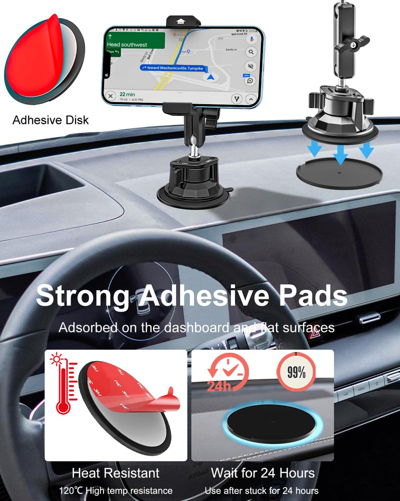 Tractor Phone Mount - [Super Suction Cup] Dashboard Windshield Cell Phone Holder with 360° Adjustable Arm for Excavator, Forklift Heavy Duty Stand for iPhone 17 16 15 14 13 12 Pro Max, Galaxy, Android