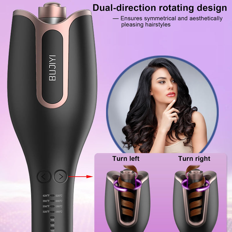 Hair Curler, Curling Wand, 4 Temperature Settings and 3 Heating Durations, Fast Heating Hair Curler for Long Hair (Black)