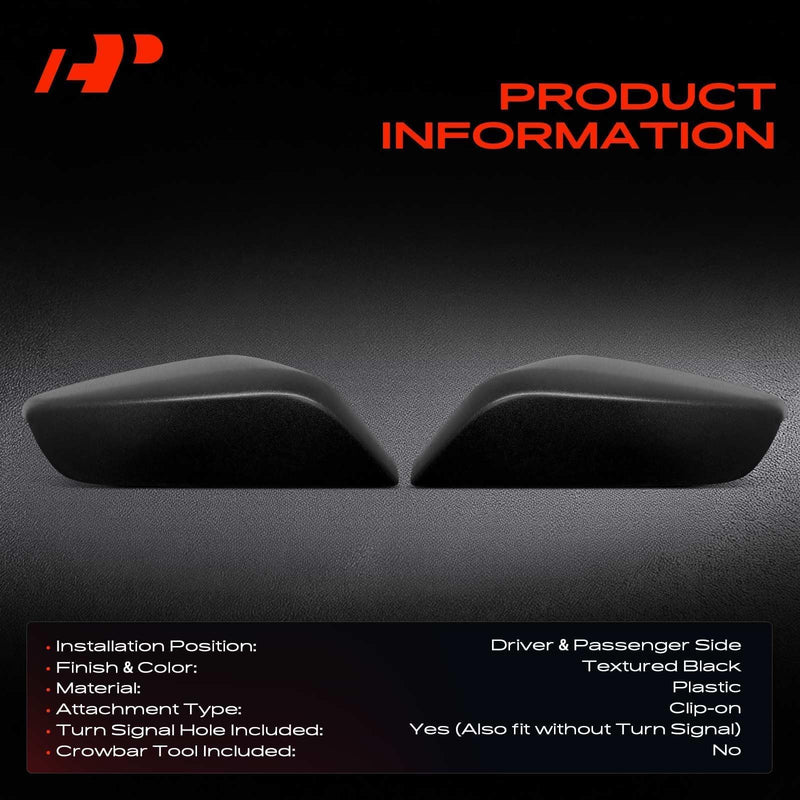 A-Premium 2 PCS Driver and Passenger Side Rearview Mirror Covers Caps - Compatible with Chevy Chevrolet Malibu 2016 2017 2018 2019 2020 2021 2022 2023 2024 2025 - Textured Black