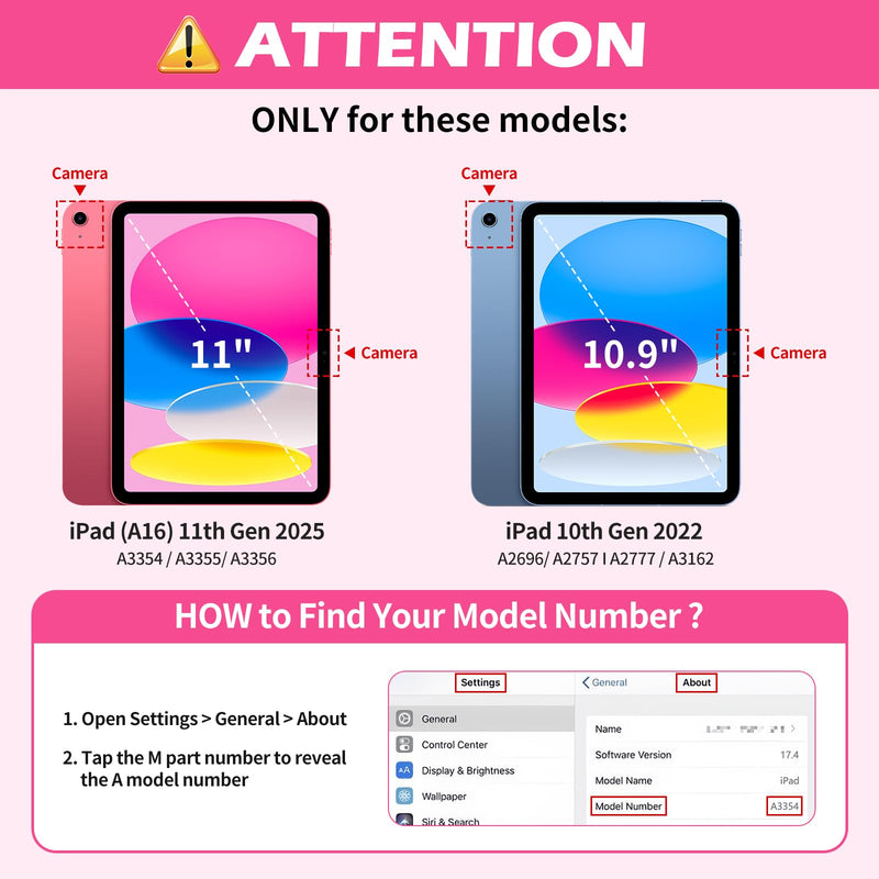 SAMONPOW for iPad A16 Case 11th/10th Generation Kids Case 11/10.9 Inch Pink | 2025/2022 Rugged Shockproof Protective Cover iPad 11th/10th Gen Case with Multi-Angle Kickstand Pencil Holder for Girls Teens