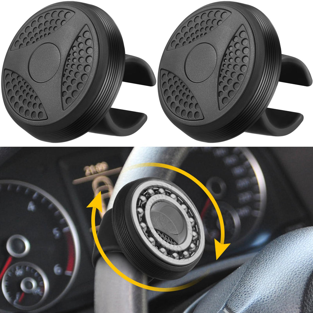 2 Pieces Steering Wheel Knob Spinner Suicides Knob for Steering Wheel 360 Degrees Rotation Tractors Speed Knob Steering Wheel Accessories for Cars, Trucks, Tractors, Boats, Golf Carts