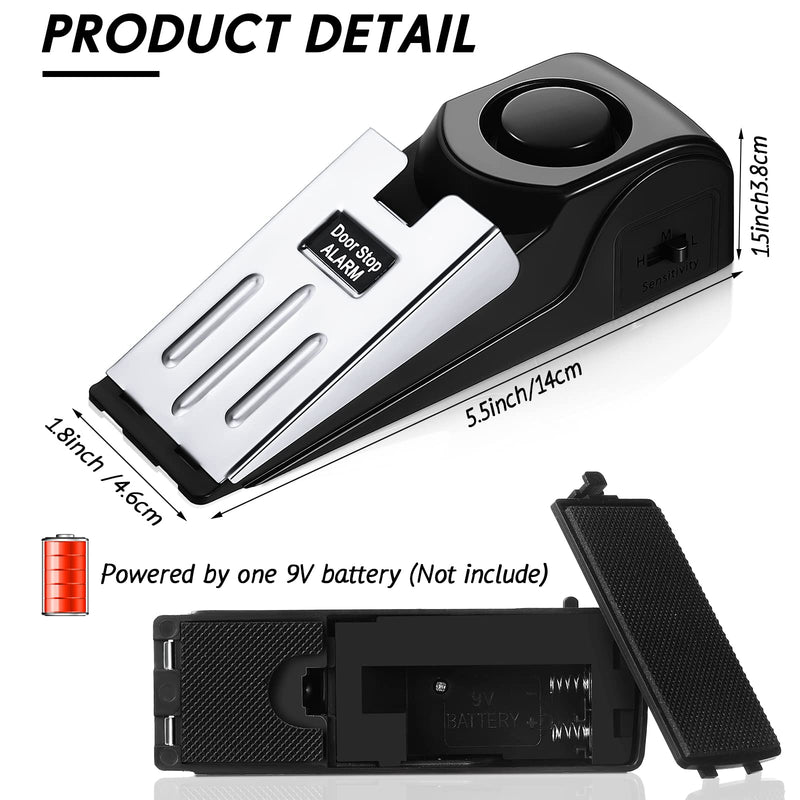 8 Pieces Door Stop Alarm Door Stoppers with 120 dB Security Alarm Doorstops Wedge Doors Stopper Alarms for Travel Apartment Home House Doors Stoppers Safety Tools
