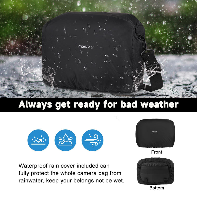 MOSISO Camera Bag for Photographers, Camera Sling Bag Crossbody Bags, Black | DSLR/SLR/Mirrorless Cameras, Waterproof Padded Camera Case with Bottom Tripod Holder&Rain Cover for Canon/Nikon/Sony