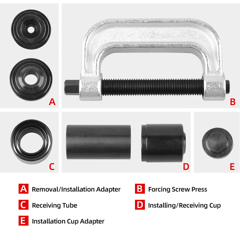 Ball Joint Press & U Joint Removal Tool Kit with 4x4 Adapters for Most 2WD and 4WD Cars and Light Trucks with Red Storage Case Red