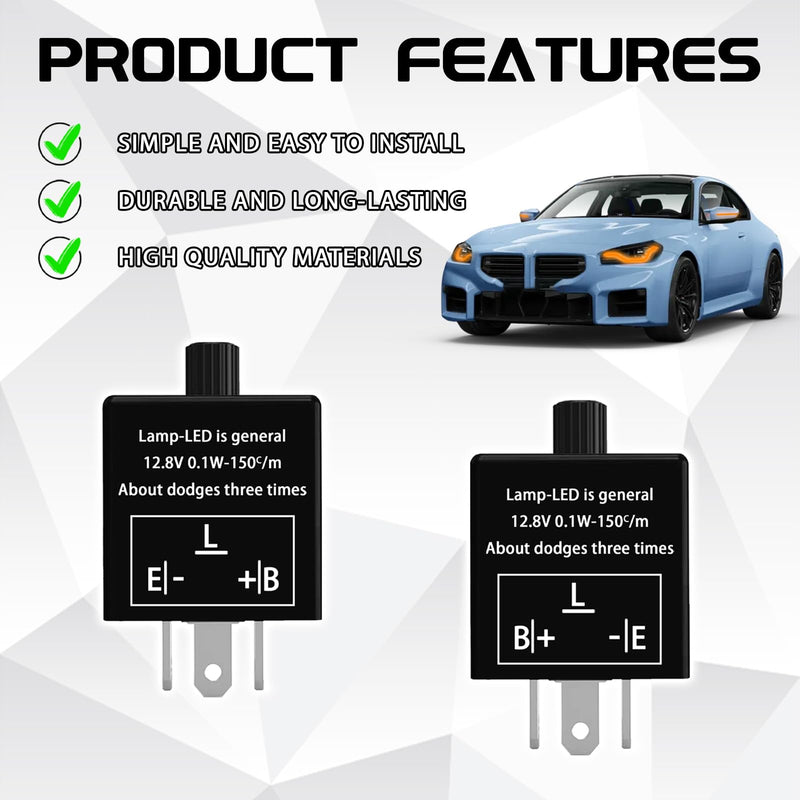 Flasher Relay for LED Turn Signal CF14 LED Flasher Relay 3-Pin 12V LED Electronic Turn Signal Flash Plugin Flasher for Lights Fix Hazard Warn Hyper Blink Flash CF-14 EP35(Adjustable) CF14 Adjustable