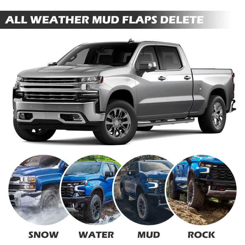 Mud Flap Delete Fit for Chevy Silverado 2019-2025,Mud Guards Mudflaps Delete Compatible with Chevrolet Silverado 1500 Accessories 2019-2025 black
