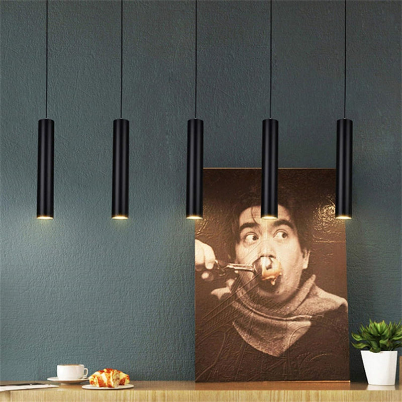 110v 12W Dia 5CM L40CM Tube LED Modern Pendant Lights Spot Light for Island Dining Living Room Bar Counter Shop Ceiling Kitchen Lights Hanging lamp Downlight Light fixtures Black 3000K