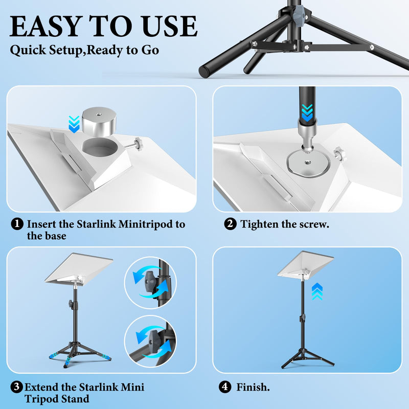 Tripod Mount with Adapter for Starlink Mini, 2 Level Adjustable Height,45-Degree Angle,Compatible with Starlink Mounting Kit,Starlink Mini Mount Adapter with Sturdy& Stability for Outdoor Camping,RV