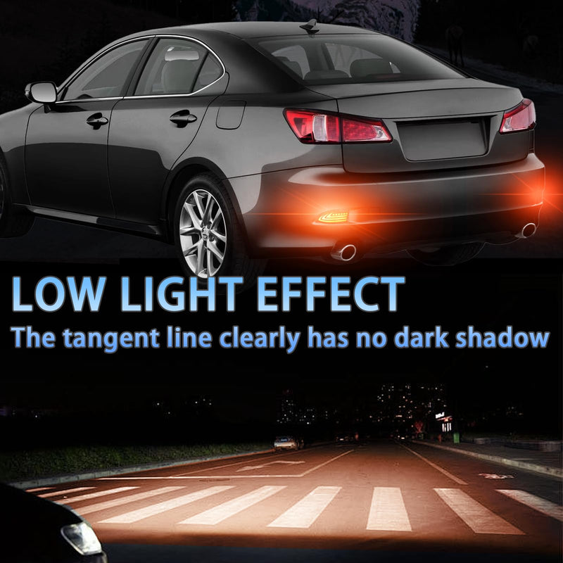 Upgrade LED Rear Bumper Reflectors Light Fog Brake Tail Lamps Compatible with Lexus Gen2 2006-2012 IS IS250 IS300 IS350 IS200t is-F Replace OEM Stock Reflector Turn Signal Light (Smoked) Smoked