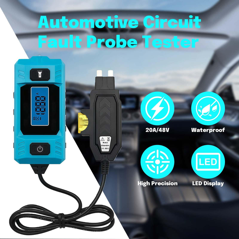 EMESAK Automotive Current Draw Tester, High Precision 0.01A-19.99A Fuse Ammeter, Circuit Fault Finder with LED Lighting and LCD Display for Vehicle Parasitic Drain Diagnosis for Various Vehicles (1pc)