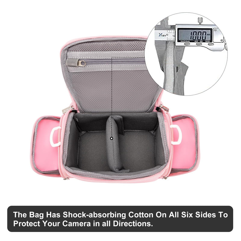 CADeN Compact Camera Shoulder Crossbody Bag Case Compatible for Nikon, Canon, Sony SLR/DSLR Mirrorless Cameras and Lenses Waterproof(1.0 S, Pink) 1.0 S