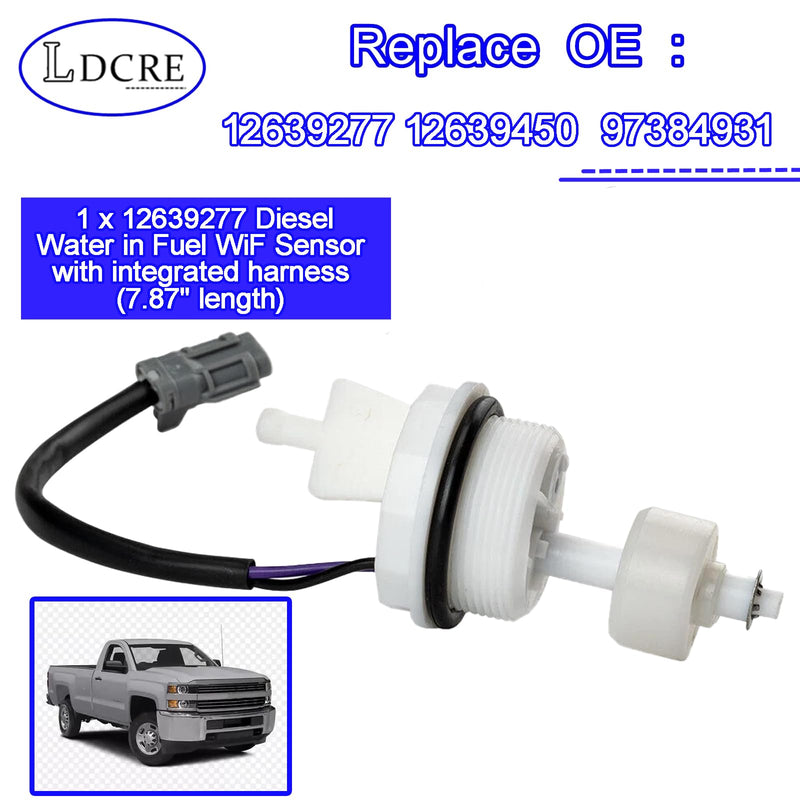 Diesel Water in Fuel WiF Sensor Compatible with Chevy Silverado 2500 3500 GMC Sierra 2500 3500 2001-2011 GM 6.6L Duramax LB7 LLY LBZ LMM LM1,Water in Fuel Indicator Sensor Replace#12639277 12639450