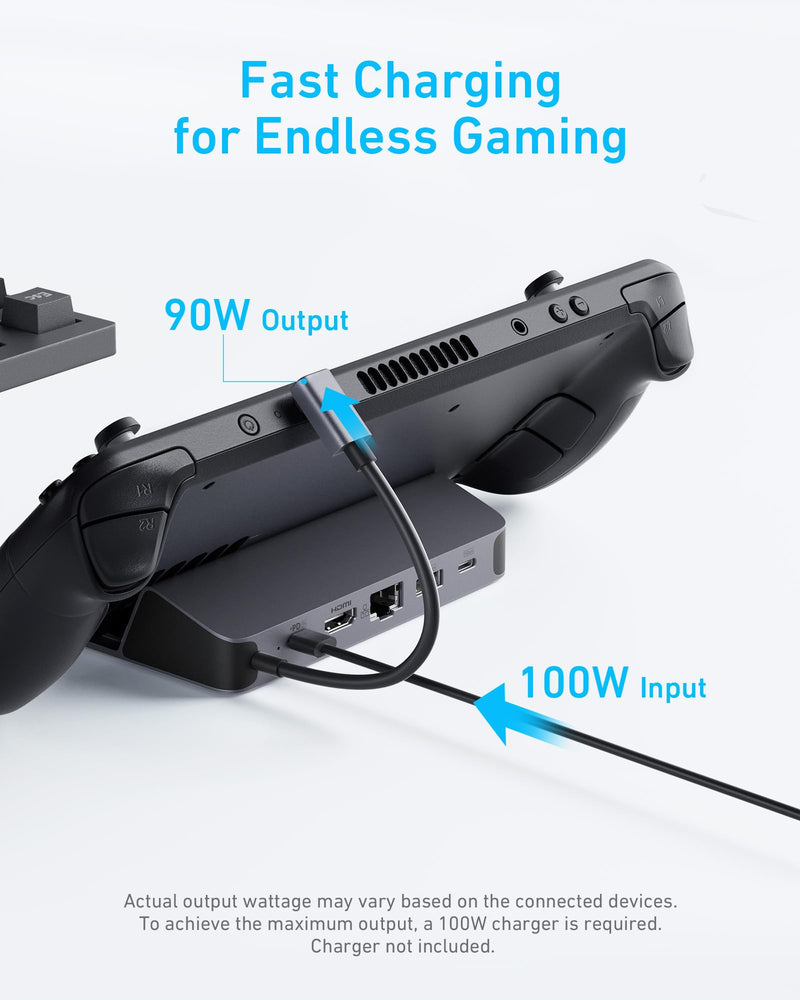 Anker Steam Deck Dock, 6-in-1 4K@60Hz HDMI Docking Station for Steam Deck | USB-C & 2 USB-A Data Ports, 1 Gbps Ethernet, Fast Charging, for Steam Deck (OLED)/ROG Ally/Legion Go (Not for Rog Ally X)