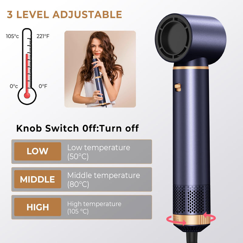 Mogawave Hair Styler Airbrush Pro 5 in 1, 1000w Air Styler | Hair Dryer Multi Styler with Air Curler,Blow Dryer Brush, Hair Styling Tool for Curling, Volumizing,Smoothing Purple