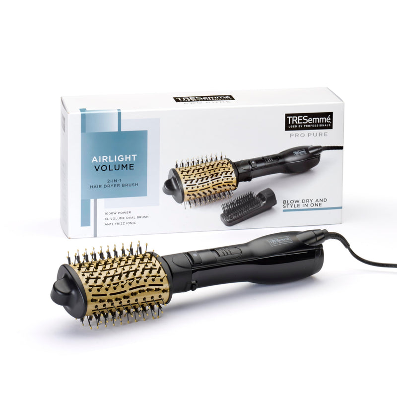 TRESemme 2-in-1 Hair Dryer Brush - Airstyler with Oval Volumizing Brush & Vent Brush, Ionic Anti-Frizz Technology, 1000W Power, 3 Heat & 2 Speed Settings, Cool Shot, 2787U
