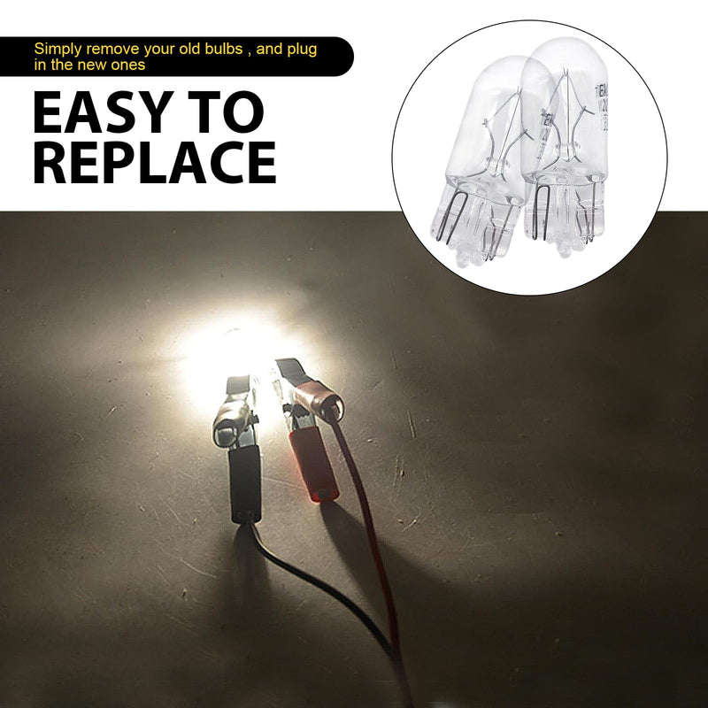 10 PCS Car T10 Halogen Width Light Bulb, 168 192 12V 5W Flat Foot High Temperature Resistant Quartz Glass Non-glare Instrument Indicator Light, 360 Degree No Blind Spot Light (White)