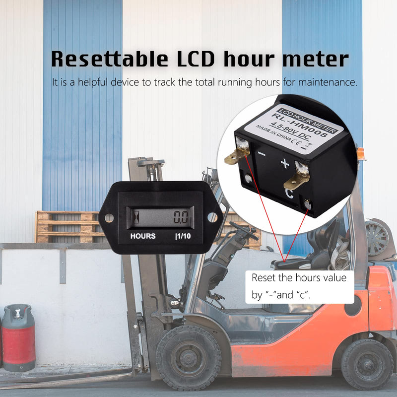 Digital DC 12V 24V 36V 48V 72V 90V Hours Counter, Volt Range DC 4.5V to 90V,Total Hour Meter for Lawn Tractor Generator Go-Kart Motorbike RV Motorhome Snowmobile.(Diamond-DC) Diamond-DC