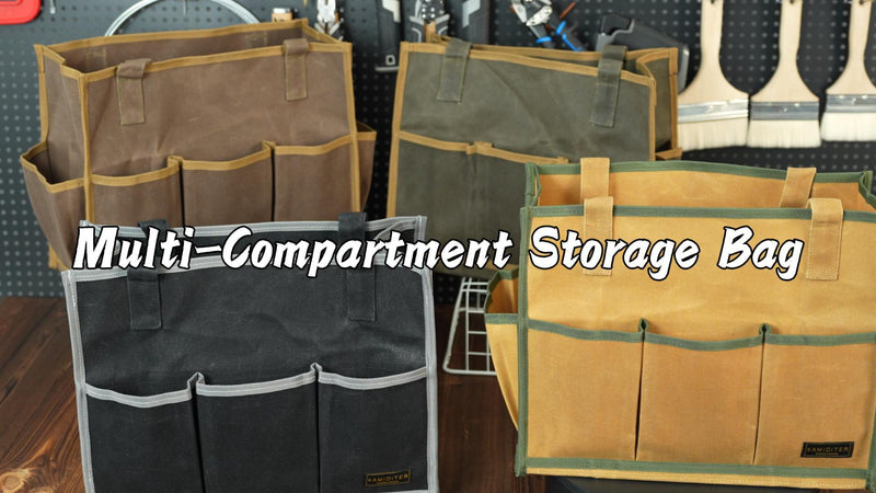 Heavy Duty 16OZ Waxed Canvas Tool Bag,15-Pockets Portable Tote Bag,Muti-Purpose Garden Tool Storage Bag with Padded Handle | ArmyGreen