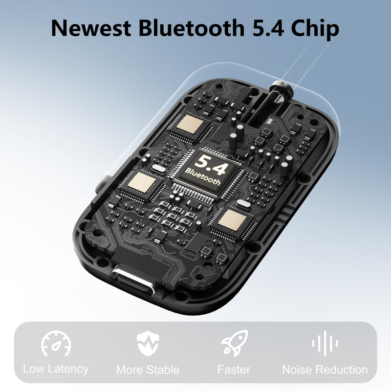 Bluetooth 5.4 Transmitter Receiver,2-in-1 Airplane Bluetooth Adapter | Dual Headphones & 24H Battery Life for TV, Airplane, Car, Tablets, Wireless TV Headpset, Compatible with AirPods & aptX black