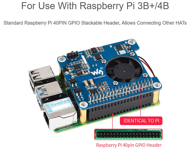 Power Over Ethernet (C) for Raspberry Pi 4B/3B+, POE HAT Board with Cooling Fan,Support IEEE 802.3af/at-Compliant Network,5V USB-A & 12V Header Outputs to Use More Peripherals C Version with High Power