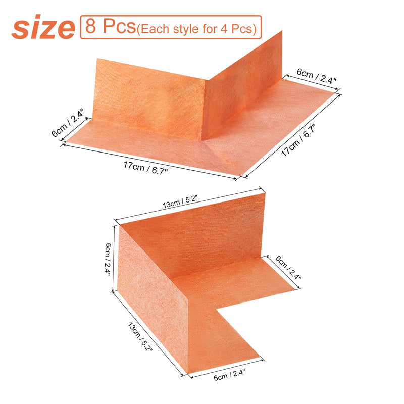 uxcell 8pcs Inside Waterproofing Corner Shower Seamless Corner Cover, Outside Polyethylene Seamless Corner for Bathtub and Steam Room, Orange (Inside+Outside)