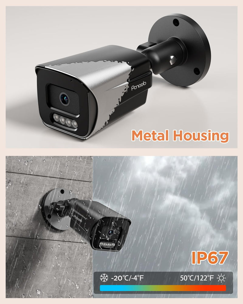 5MP IP Bullet PoE Camera with Smart Dual Lights Color Night Vision, Wired HD Video Surveillance Security Camera Outdoor, 2-Way Audio, IP67 Waterproof, AI Human/Vehicle Detection, PB65A3-5MDL 5MP