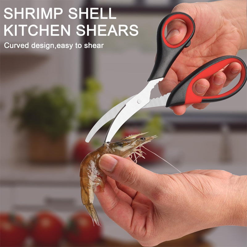 Heavy Duty Poultry Shears Kitchen Salad Scissors for Chicken Turkey Meat Herb Vegetable 2pcs set Burgundy