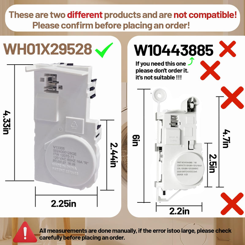 UPGRADE WH01X29528 Washer Latch Door Lock Assembly, Compatible with GE Washer Parts, Replaces AP6985313, PS12749276, EAP12749276, 4958749, PD00060769 Rectangle 1