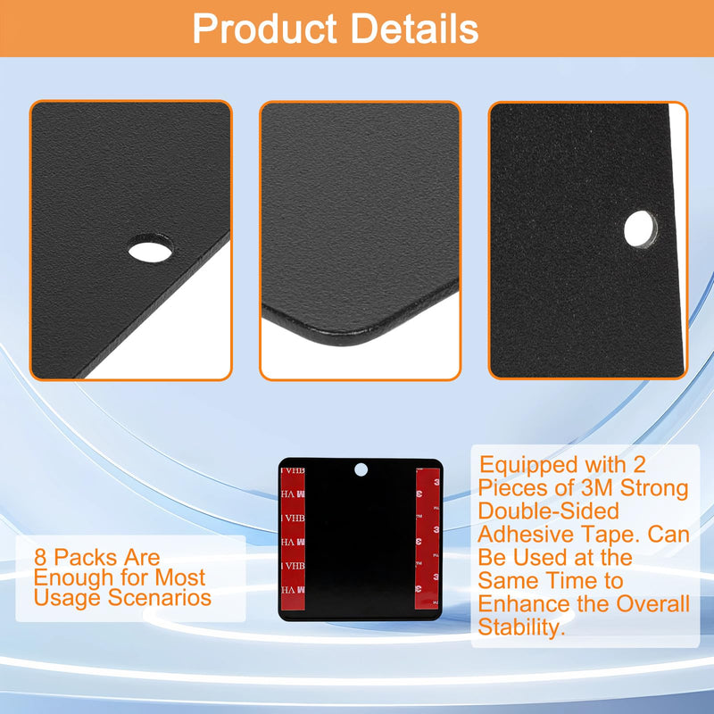 Self-Adhesive Magnetic Mount Pad for Aluminum Cabs,Ideal for Spot Light/Strobe Beacon/Magnetic Antenna/Light Bar,Durable Black Powdercoat,8 Pack 8 Pack