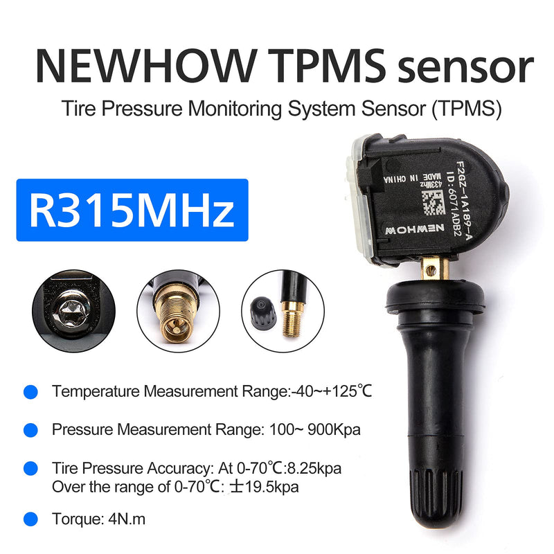 NEWHOW TPMS Sensors Set of 4 for Ford F150/Explorer/Fusion 2015-2024 - OEM F2GZ-1A189-A TPMS35 Replacement, Waterproof 315MHz Tire Pressure Monitoring System Sensor Fit Lincoln 4 Pack