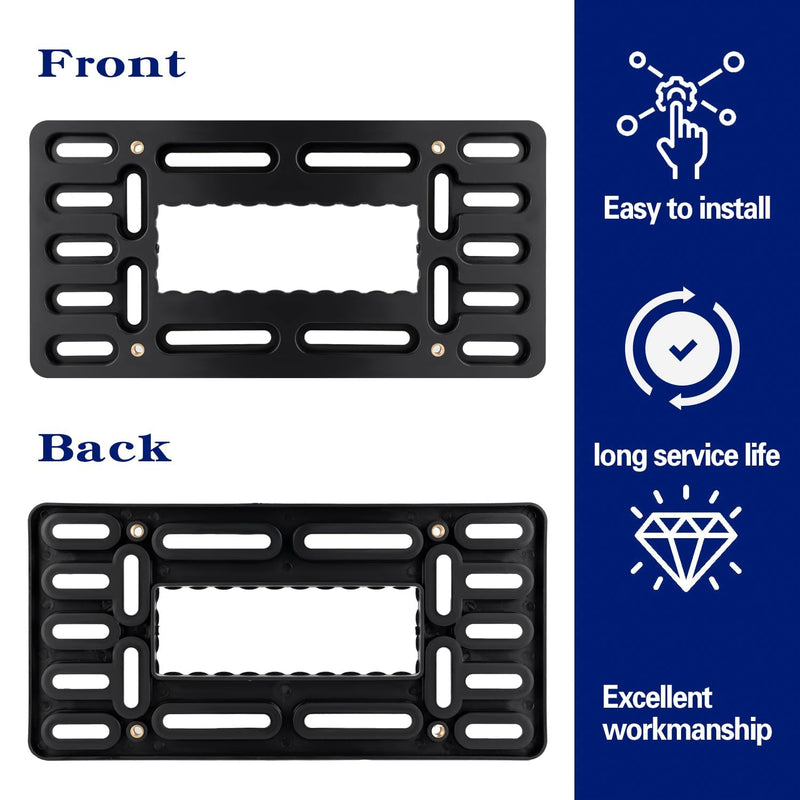 OKLPF No-Drill Front License Plate Mounting Kit - Universal License Plate Bracket Holder for Cars, Trucks & SUVs with Stainless Steel Hardware & Anti-Theft Screws Universal Black license plate bracket