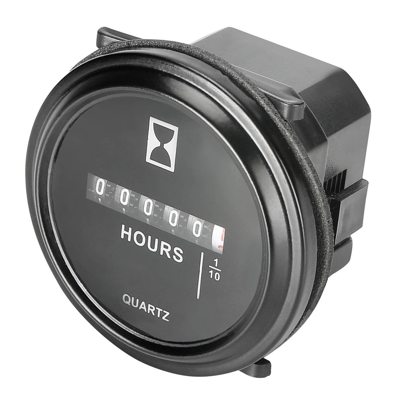 Mechanical Hour Meter Round 2" Quartz Engine Hour Timer Gauge for Air Compressor House Generator Tiller Chipper Truck AC 120V 220V 230V 240V