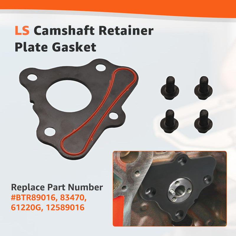 Timing Cover Gasket Set & Camshaft Retainer Plate Gasket Fits 4.8L 5.3L 5.7L 6.0L 6.2L LS Gen III IV V Engine - LS1 LS2 LQ4 LQ9 LS3 L92 L94 L76 L77 LY6 L96 Replace# TCS45993 12633904 12589016