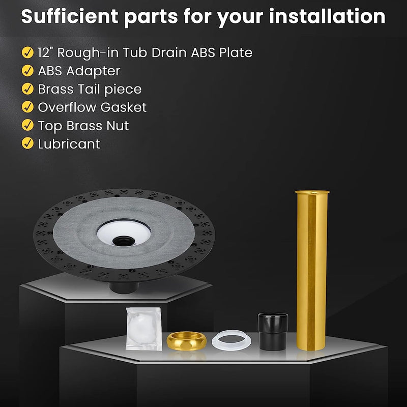 FERUERW Freestanding Bathtub Drain, Freestanding Tub Drain Rough-in Kit | Easy Freestanding Bathtub Drain Mounting Kit with ABS Plastic Adapter and Brass Liner