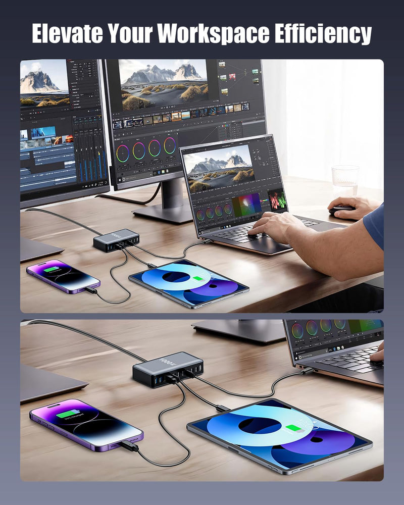 USB C Charger 1000W USB C Charger Block,Upgraded GaN IV 10-Port Charging Station Hub,Travel Essentials 140W Fast Charging Laptop Adapter for MacBook Pro/Air,DELL,Steam Deck,iPhone 17/16,Galaxy S25/24 | Upgraded Desktop Charger 140W Fast Charging Laptop...