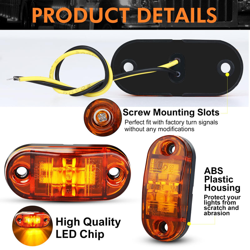20 PCS 2.5 inch LED Trailer Lights Kit with Screws, Front Rear Side Marker Clearance Indicators Light Lamp, Amber + Red Dc12-24V Waterproof Universal Accessories for Rv Camper Truck Van Caravan Boat 20Pcs