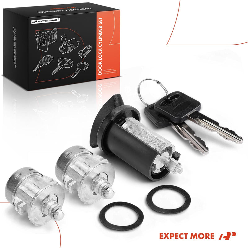 A-Premium Door Lock Cylinder with Key Set Compatible with Ford F-150, F-250, F-350, F-250 F-350 F-450 F-550 Super Duty, Expedition, Excursion, Freestar, Lobo, Windstar & Lincoln Navigator & Mercury
