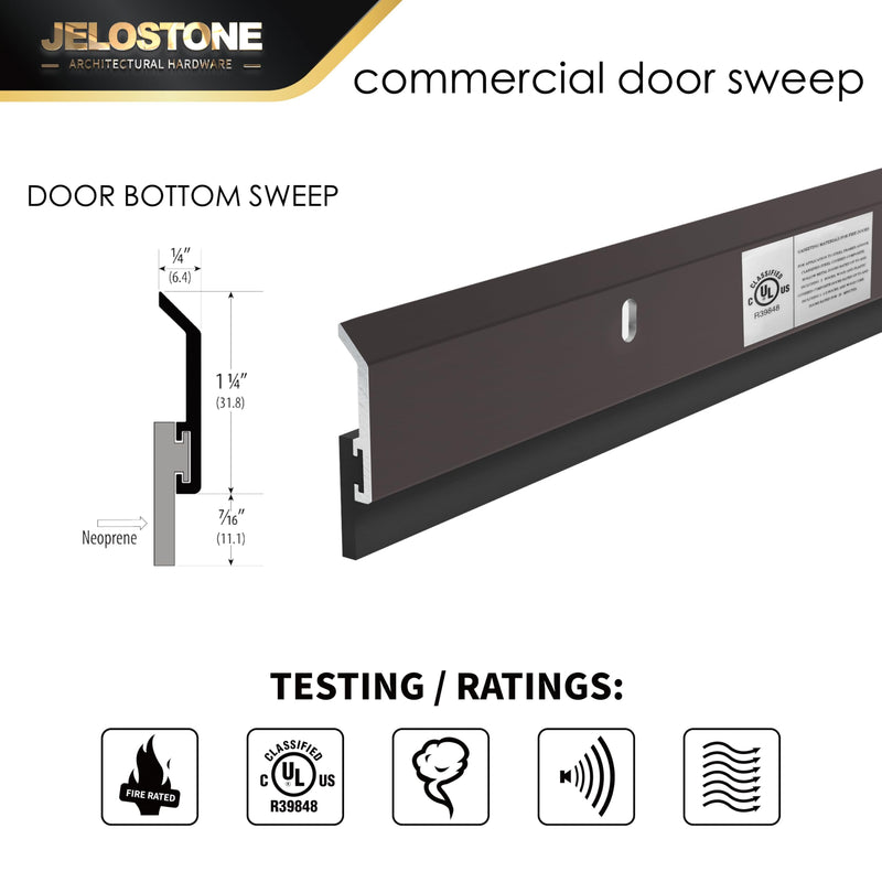 2 Pack - Commercial Door Bottom Sweep JS-N315, Heavy Duty Aluminum with Weather-Tolerant Neoprene Insert, UV-Resistant, 36", Dark Bronze Anodized – Ideal for Residential & Commercial Use 36''