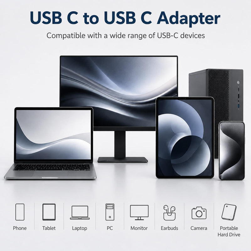 2 PCS USB C Coupler, 80Gbps USB C Female to Female Adapter, 8K@60Hz USBs Adapter Coupler Bidirectional Converter for Laptop, Dock, Tablet