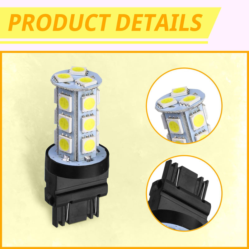 10 PCS 3157 LED Light Bulb, 5050-18SMD 360-degree Waterproof Brake Light With High Brightness, 6500 K DC 12 V 1.8 W Energy-saving Long-life Taillight Bulb Replacement, for Most Cars (White)