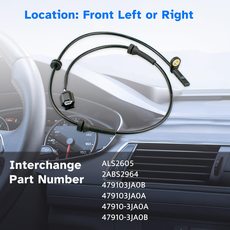 Front ABS Wheel Speed Sensor Left or Right fit for 2013-20 Nissan Pathfinder, Infiniti QX60 2014 2015 2016 2017 2018 2019 2020, Driver or Passenger Side, ALS2605 479103JA0A, 1pc