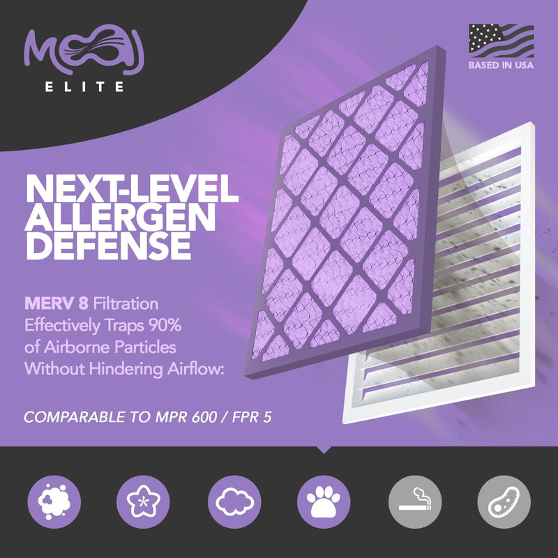14x18x1 Air Filter (4-PACK) | MERV 8 | MOAJ Elite Dust Defense | BASED IN USA | Quality Pleated Replacement Air Filters for AC & Furnace Applications | Actual Dimensions: 13.70” x 17.70” x 0.75” 14x18x1