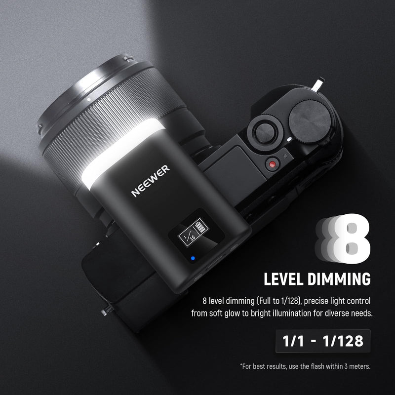 NEEWER Basics Mini Camera Flash, 5600K Fill Light with LCD Display, Compatible with Canon Fujifilm Sony Nikon DSLR Digital Standard Hot Shoe Cameras for Studio Photography Photoshoots Lighting, N12