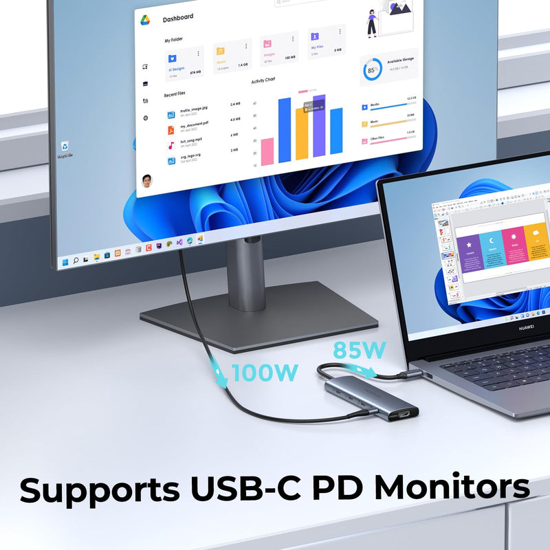 Versatile USB C Video Hub 3 Monitors Docking Station with DP Alt Dual 4K@30Hz, HDMI, 100W PD, 10Gbps*6Ports, SD 4.0, Laptop Docking Station for Dell, HP, ASUS, Steam Deck, Rog Ally, Legion Go,Samsung 8 IN 1