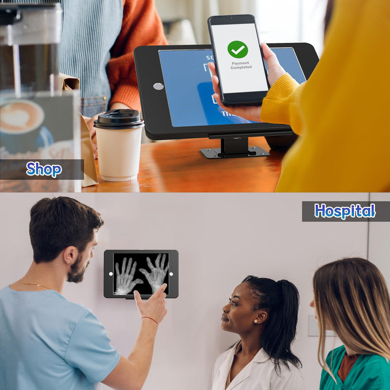 iPad Wall Mount – Tablet Wall Mount Holder with Anti-Theft Aluminum Security Lock System, Compatible ONLY with iPad 10.2-Inch (9th, 8th, 7th Gen.), Adjustable Design – Black