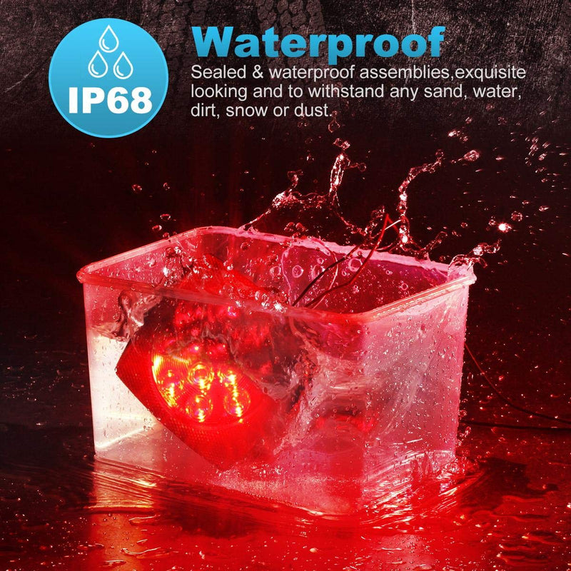 Partsam 12V Submersible Square Led Trailer Light,Red White LED Stop Turn Tail License Brake Running Light Lamp for Trailers Under 80" Boat Trailer Truck Marine Camper RV Snowmobile,IP68,DOT Compliant Red