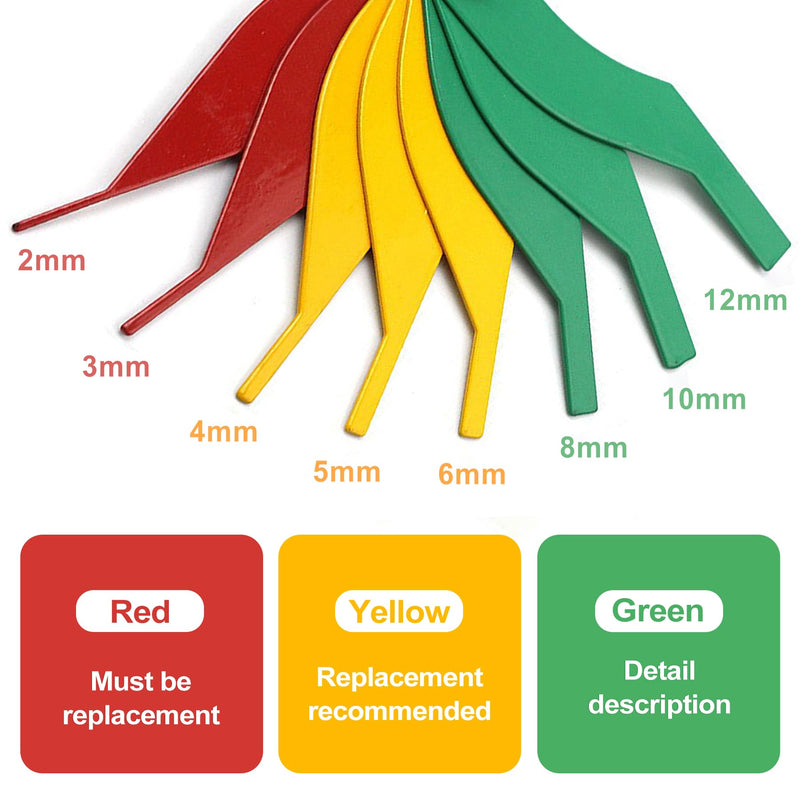 8 Pcs Professional Brake Pad Measuring Tool Set, Color Coded SAE & Metric Gauges for Accurate Thickness Measurement, Essential Auto Mechanic Tool for Cars & Trucks