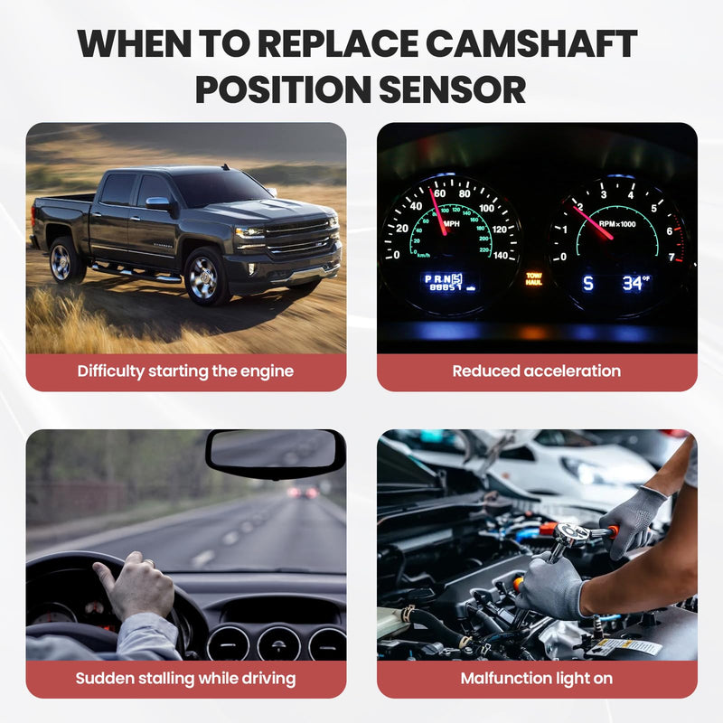 2PCS Camshaft Position Sensor Fit for Chevrolet Silverado 1500 2500 Tahoe 4.8L 5.3L 6.0L 1999-2006 Express Suburban Avalanche Corvette GMC Sierra Yukon Cadillac Escalade Replace 12561211